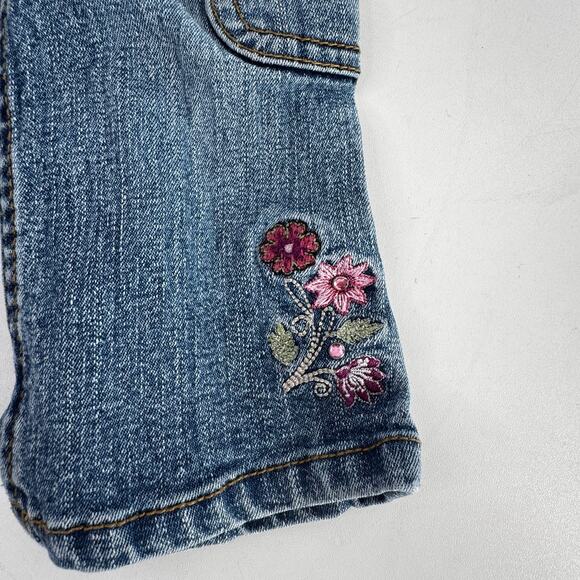 Y2K Cherokee Girls 12 mo Denim Embroidered Pink Green Jeans pants - Picture 2 of 7
